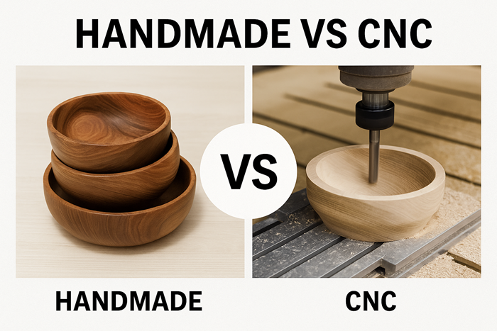 مقایسه ظروف چوبی دست‌ساز و CNC